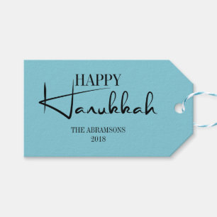 Modern Happy Hanukkah Candle Holiday Gift Tag