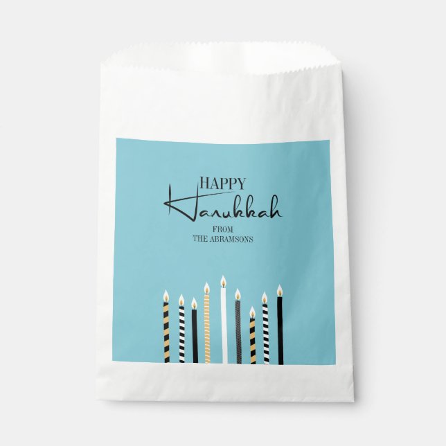 Modern Happy Hanukkah Candles Holiday Favour Bag (Front)