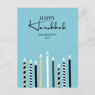 Modern Happy Hanukkah Candles Holiday Postcard