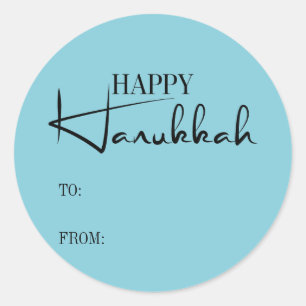 Modern Happy Hanukkah Candles Holiday Sticker
