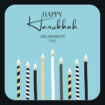 Modern Happy Hanukkah Candles Holiday Sticker<br><div class="desc">Personalise the custom text above. You can find additional coordinating items in our "Modern Happy Hanukkah Candles" collection.</div>