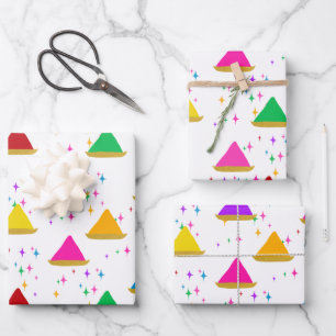 Modern Happy Holi Hindu Festival Colors Pattern Wrapping Paper Sheet