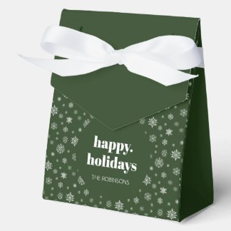 Modern Happy Holiday Green Snowflake Pattern Favour Box