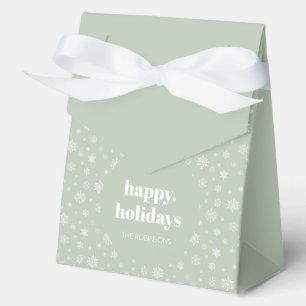 Modern Happy Holiday Sage Green Snowflake Pattern Favour Box