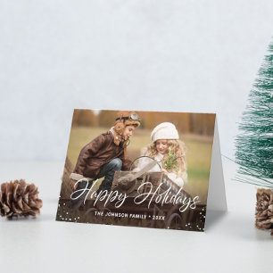Modern Happy Holidays 3 PHOTO Christmas Card