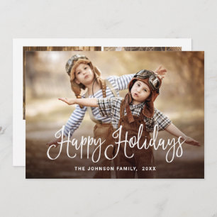 Modern Happy Holidays 3 PHOTO Christmas Greeting Holiday Card