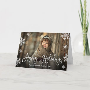 Modern Happy Holidays 3 PHOTO Merry Christmas Holiday Card