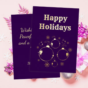 Modern Happy Holidays Bold Purple Gold 