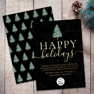 Modern Happy Holidays Business Logo Black & Gold