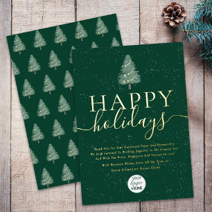 Modern Happy Holidays Business Logo Green & Gold