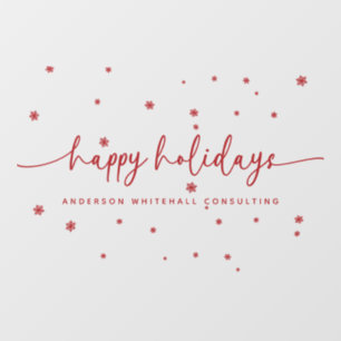 Modern Happy Holidays Business Name Red Snowflake