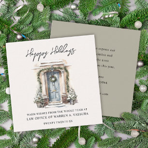 Modern Happy Holidays Business Square Business Card