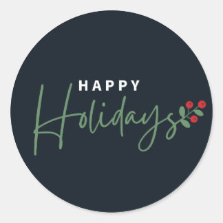 Modern Happy Holidays Classic Round Sticker