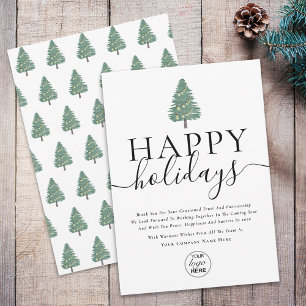 Modern Happy Holidays Corporate Logo Business  Holiday Card