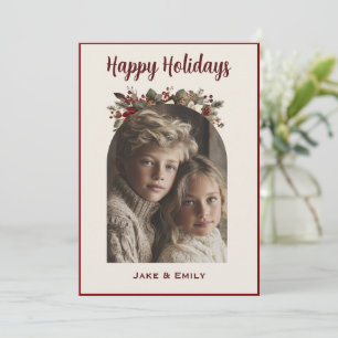 Modern Happy Holidays Family Photo Card 