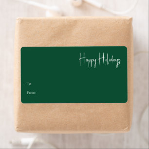 Modern Happy Holidays   Green Rectangle Gift Label