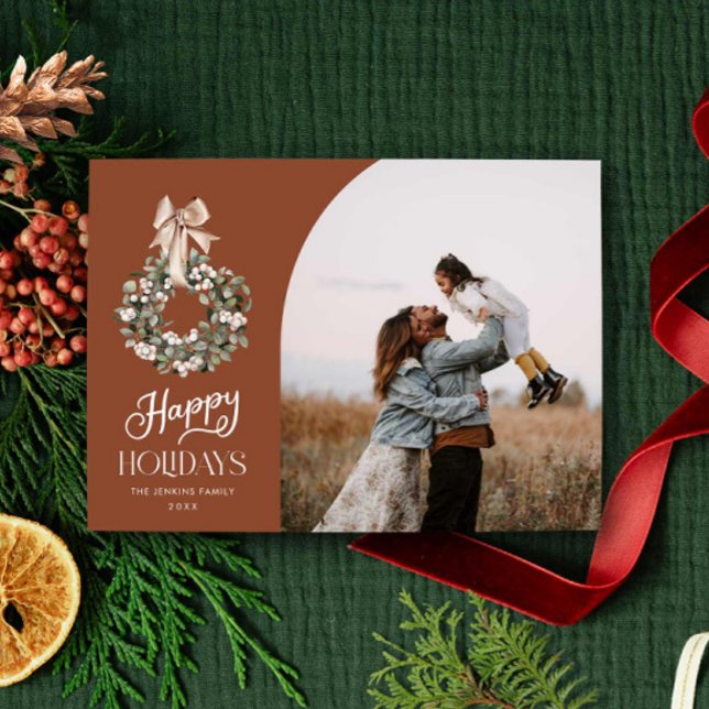 Modern Happy Holidays Photo Card (Simple Happy Holiday Photo Card)