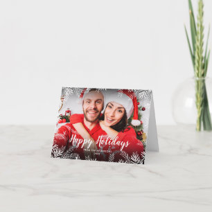 Modern Happy Holidays Photo Christmas Foliage Holiday Card