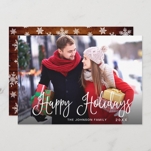 Modern Happy Holidays PHOTO Christmas Greeting Holiday Card (Front/Back)