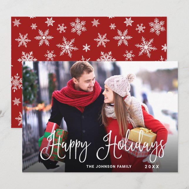 Modern Happy Holidays PHOTO Christmas Greeting Holiday Card (Front/Back)