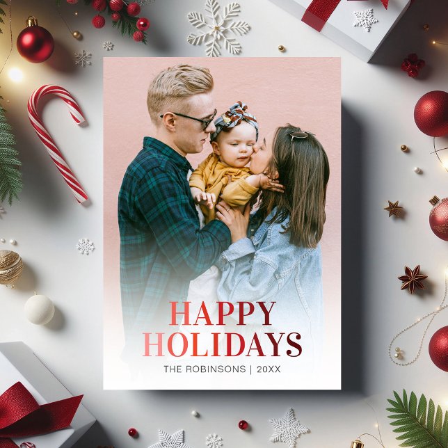Modern Happy Holidays Photo Holiday Card (Creator Uploaded)