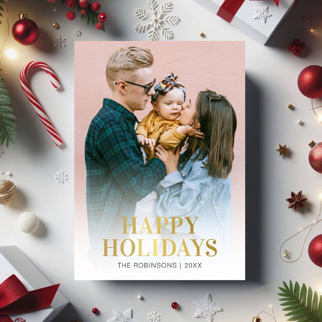 Modern Happy Holidays Photo Holiday Card (Creator Uploaded)