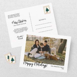 Modern Happy Holidays Photo Holiday Postcard