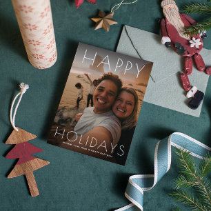 Modern Happy Holidays Photo Xmas Message Holiday Card