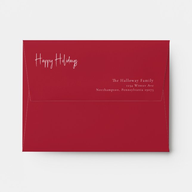Modern Happy Holidays | Red Card Envelope (Back (Top Flap))