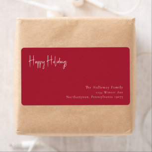 Modern Happy Holidays Red Return Address Package