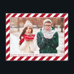 Modern Happy Holidays Red Stripes Photo Postcard<br><div class="desc">Modern Happy Holidays Red Stripes Photo Holiday Postcard</div>