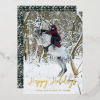 Modern Happy Holidays Script Equestrian Photo