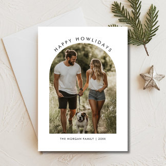 Modern Happy Howlidays Christmas Dog Arch Photo Holiday Card