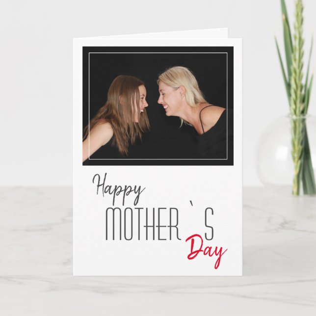 Modern Happy Mother`s Day Script Photo Card (Front)