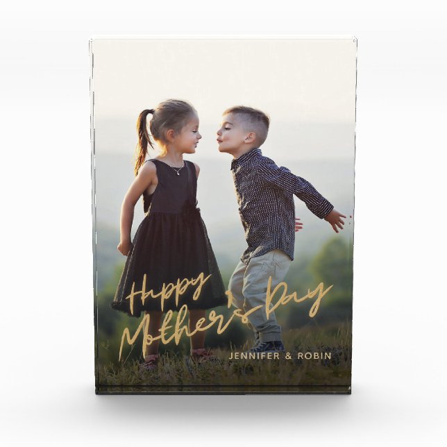 Modern Happy Mothers Day Custom Photo Block (Front)