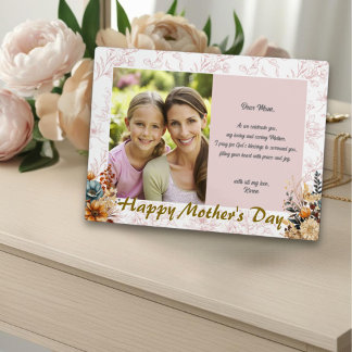 Modern Happy Mothers Day Pink Floral Plaque
