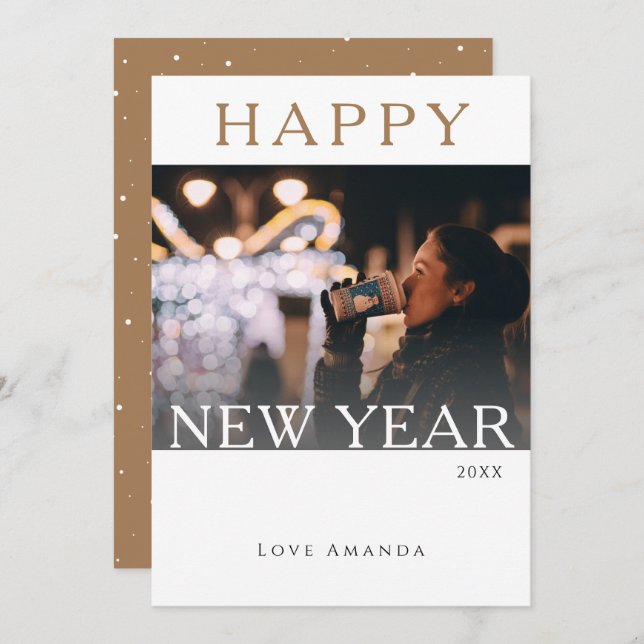 Modern Happy New Year 2023 Photo Holiday Card (Front/Back)