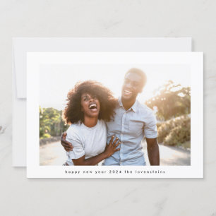 Modern Happy New Year 2024 White Photo Frame Holiday Card
