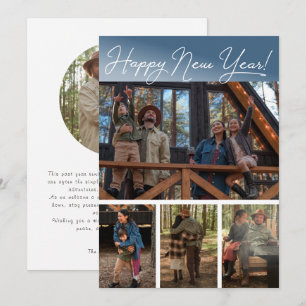 Modern Happy New Year 4 Photo Collage Holiday Card