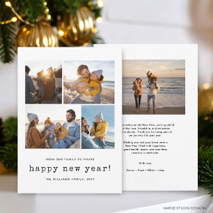 Modern Happy New Year 4 photo collage Holiday Card