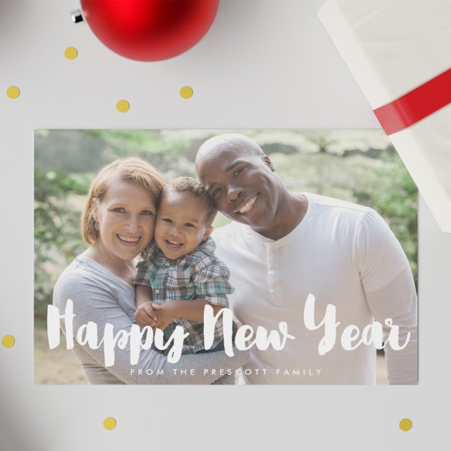 Modern Happy New Year family photo card (Creator Uploaded)