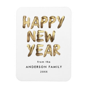 Modern Happy New Year Gold Lettered Non-Photo Magnet