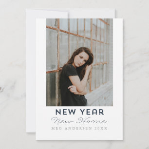 Modern Happy New Year New Home Moving Photo Holiday Card