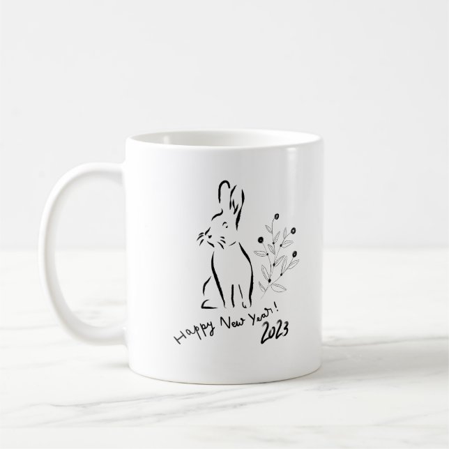 Modern Happy New Year of Rabbit Coffee Mug (Left)
