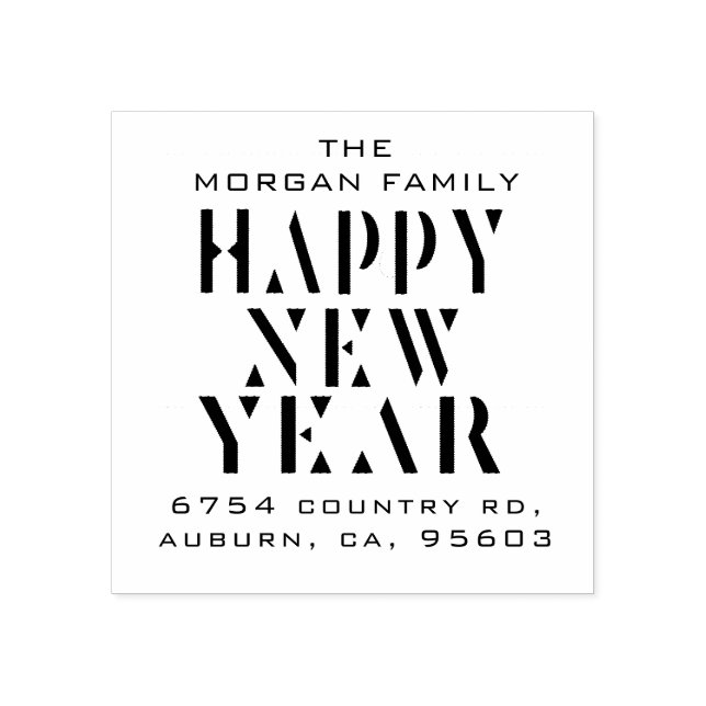 Modern Happy New Year Return Address Stamp (Imprint)
