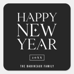 Modern Happy New Year Square Sticker