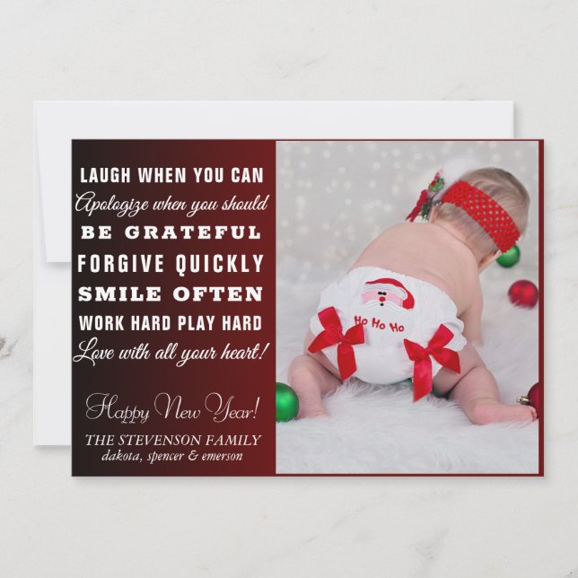 Modern Happy New Years | Inspirational Quote Photo Holiday Card (Front)