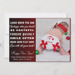 Modern Happy New Years Inspirational Quote Photo Holiday Card