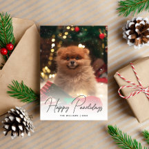 Modern Happy Pawlidays Dog Pet Photo