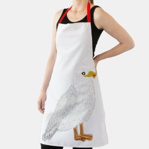 Modern happy seagull with French fries Apron